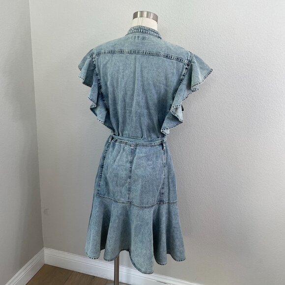 Lauren Ralph Lauren Womens 16 Dress Belted Denim Flutter Sleeve Shirtdress - Picture 8 of 13